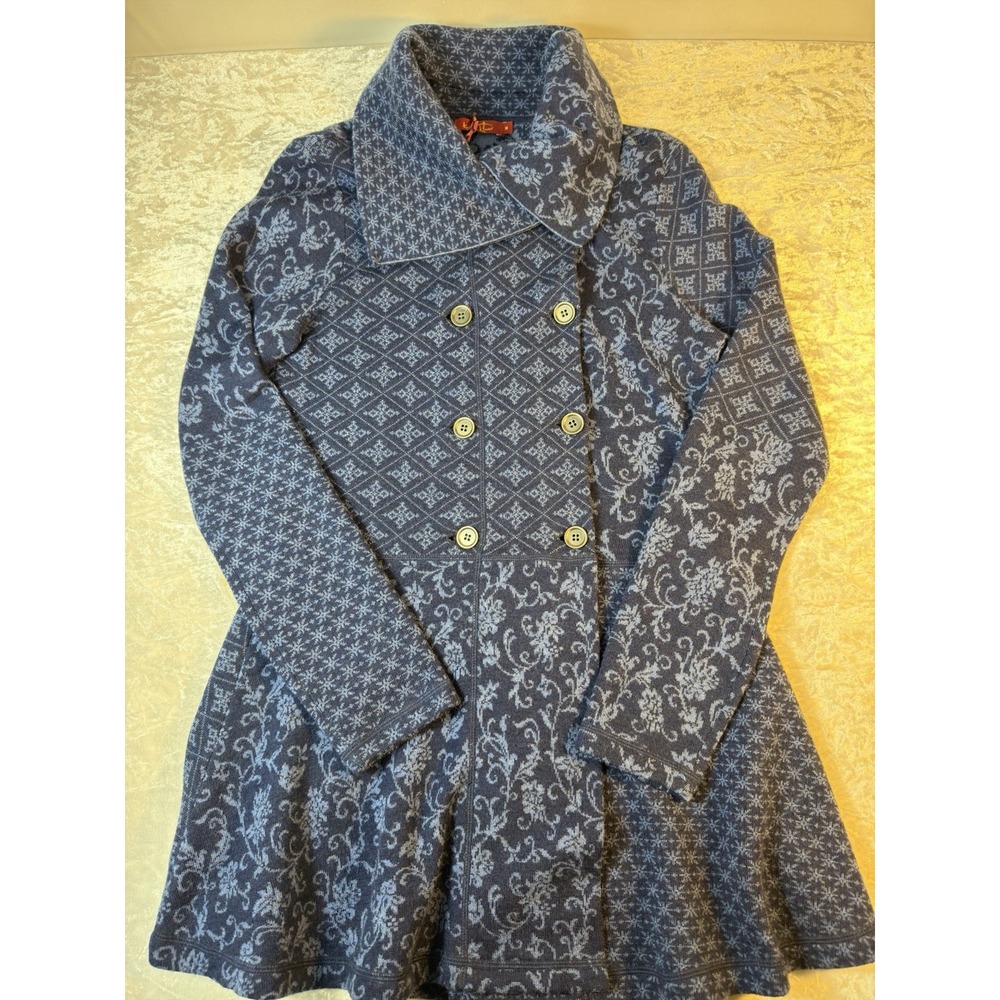 Krimson Klover Cardigan Womens M 100% Merino Wool Blue Nordic Longline NWT